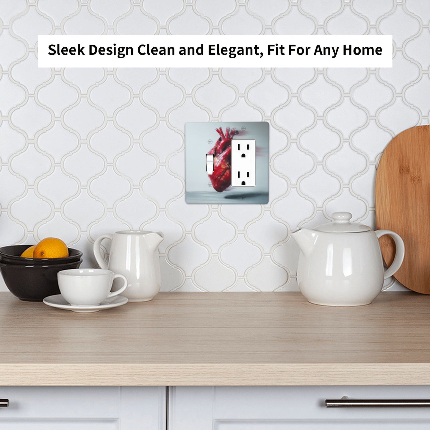 4 - Pack Artistic Heart Pattern Switch Combination Decorative Wall Plates: Suitable for Multiple Scenarios, Durable and Beautiful