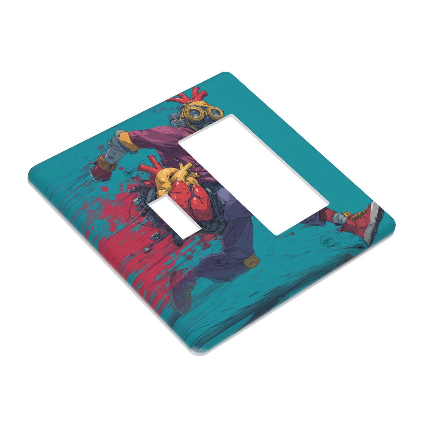 4 - Pack Cyberpunk - Style Running Mechanical Heart Character Switch Combination Decorative Wall Plates: Suitable for Multiple Scenarios, Durable and Beautiful
