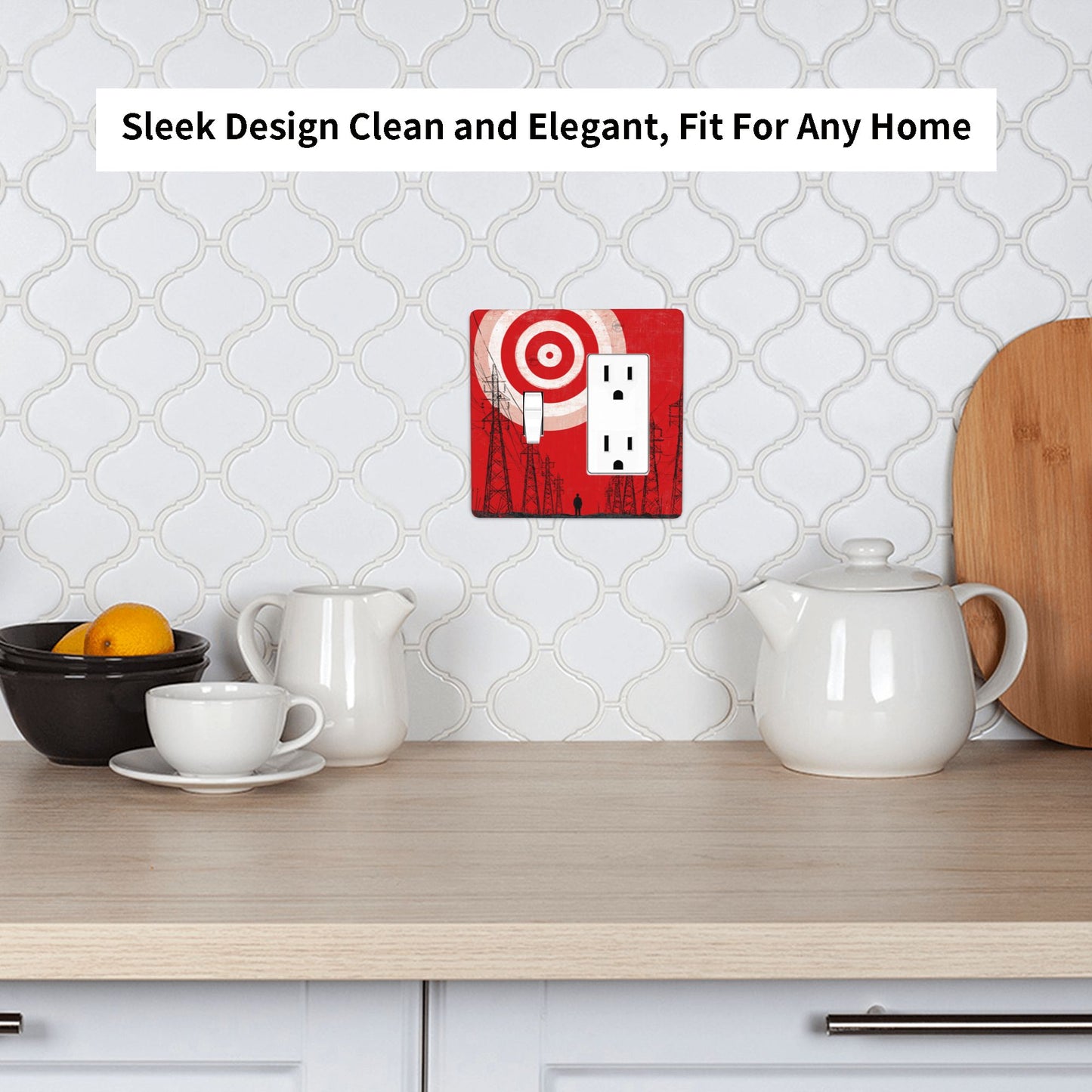 4 - Pack Industrial - Style Target, Power Tower and Figure Switch Combination Decorative Wall Plates: Suitable for Multiple Scenarios, Durable and Beautiful