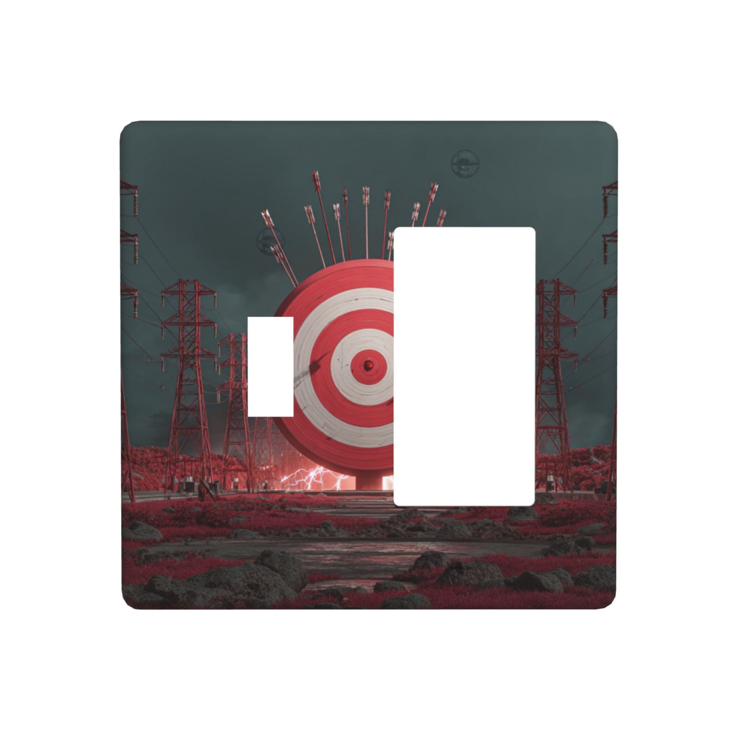 4 - Pack Industrial - Style Target, Power Tower and Arrow Switch Combination Decorative Wall Plates: Suitable for Multiple Scenarios, Durable and Beautiful
