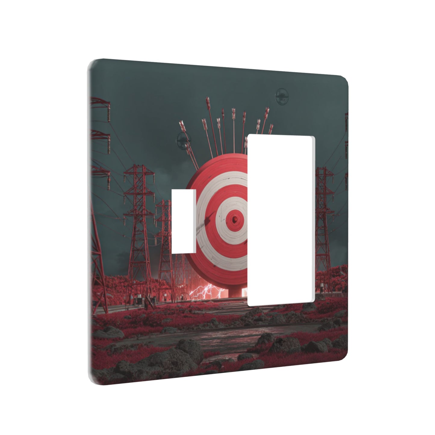 4 - Pack Industrial - Style Target, Power Tower and Arrow Switch Combination Decorative Wall Plates: Suitable for Multiple Scenarios, Durable and Beautiful