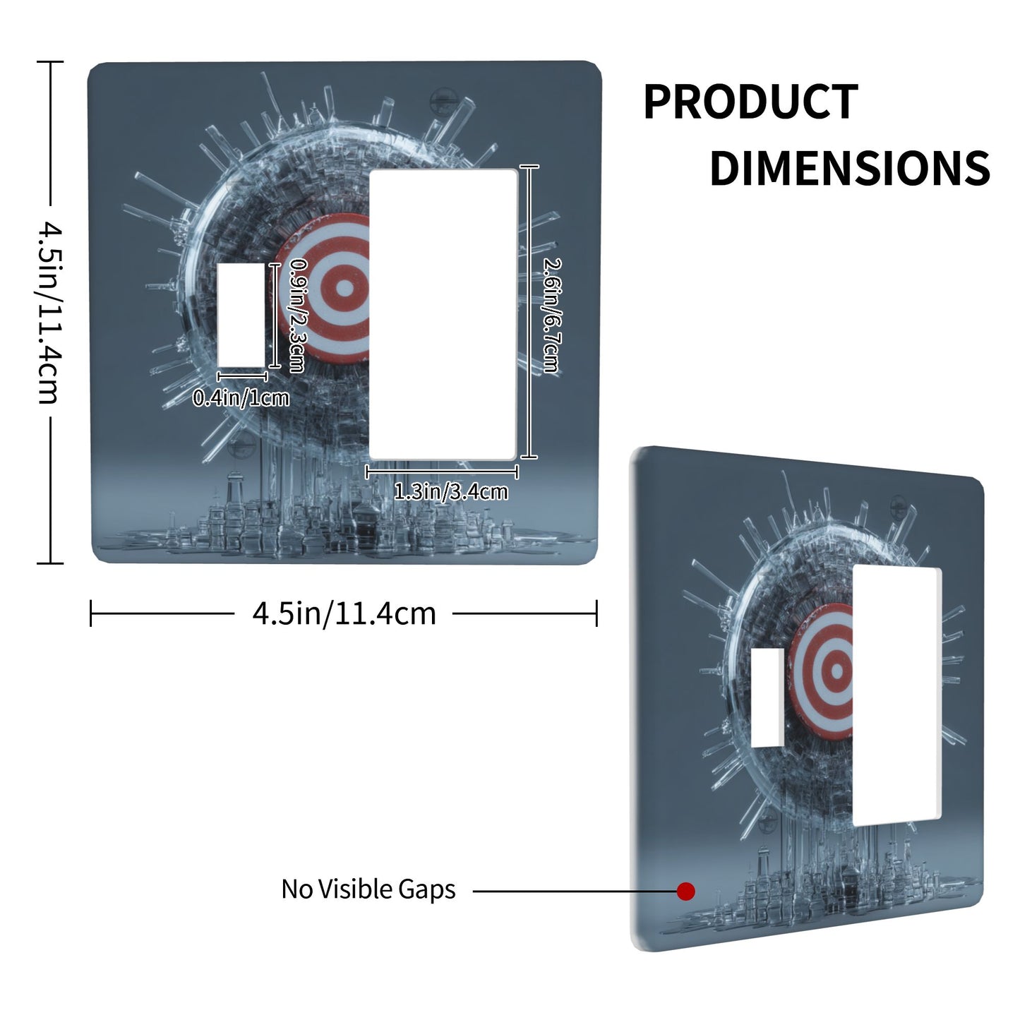 4 - Pack Tech - Inspired Transparent Mechanical Target Switch Combination Decorative Wall Plates: Suitable for Multiple Scenarios, Durable and Beautiful