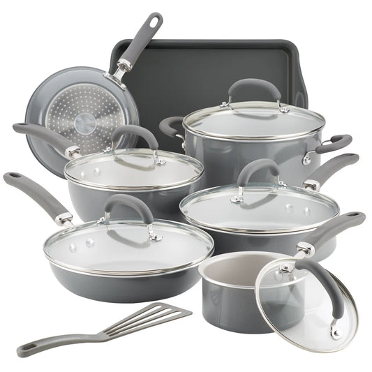 Rachael Ray Create Delicious Aluminum Nonstick Cookware Induction Cookware Set, 13-Piece