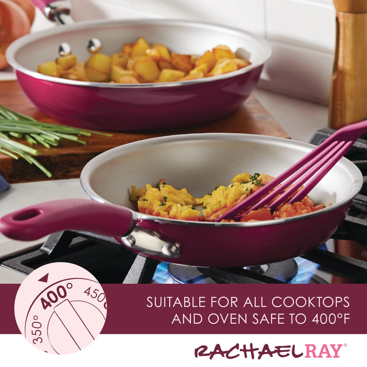 Rachael Ray Create Delicious Aluminum Nonstick Cookware Induction Cookware Set, 13-Piece