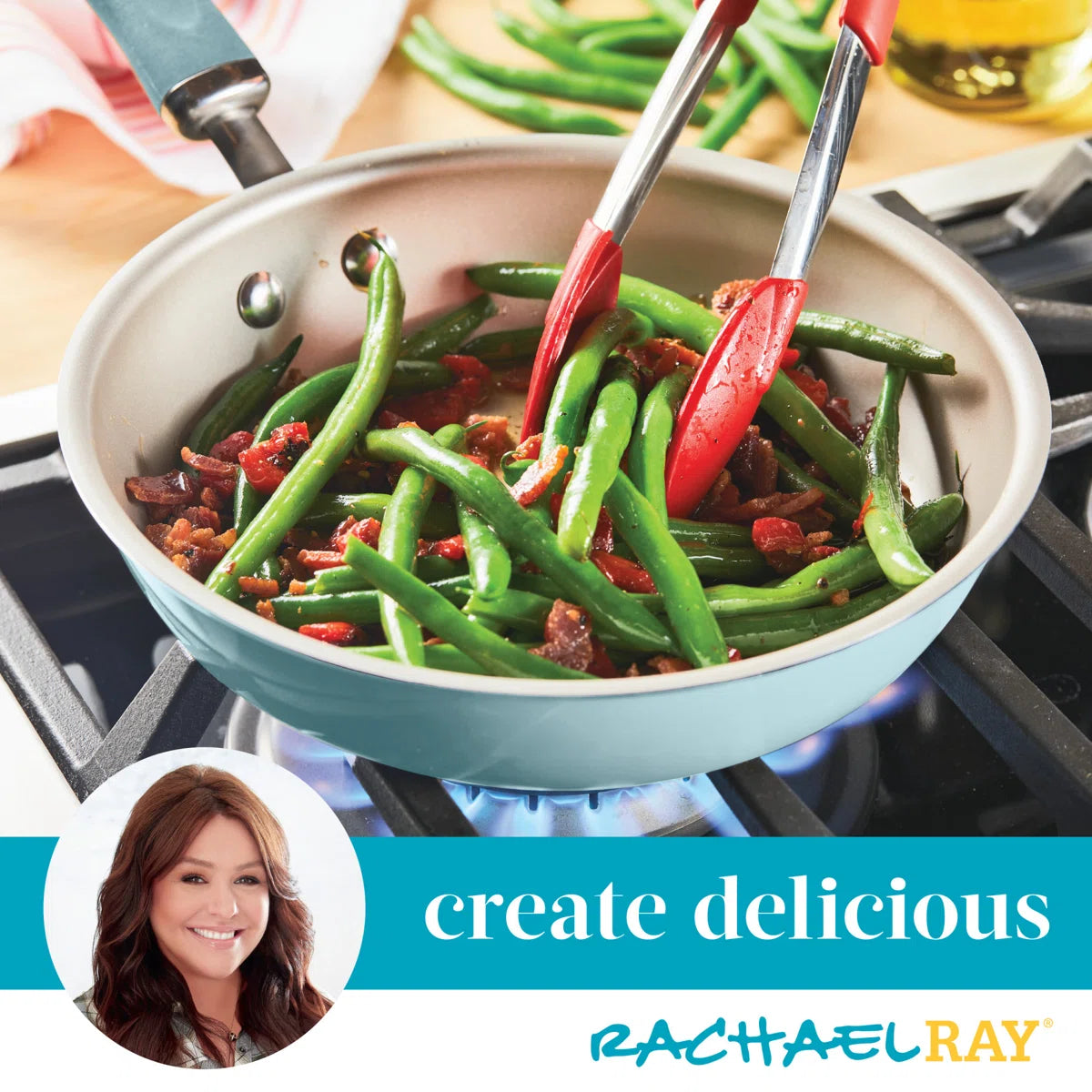 Rachael Ray Create Delicious Aluminum Nonstick Cookware Induction Cookware Set, 13-Piece