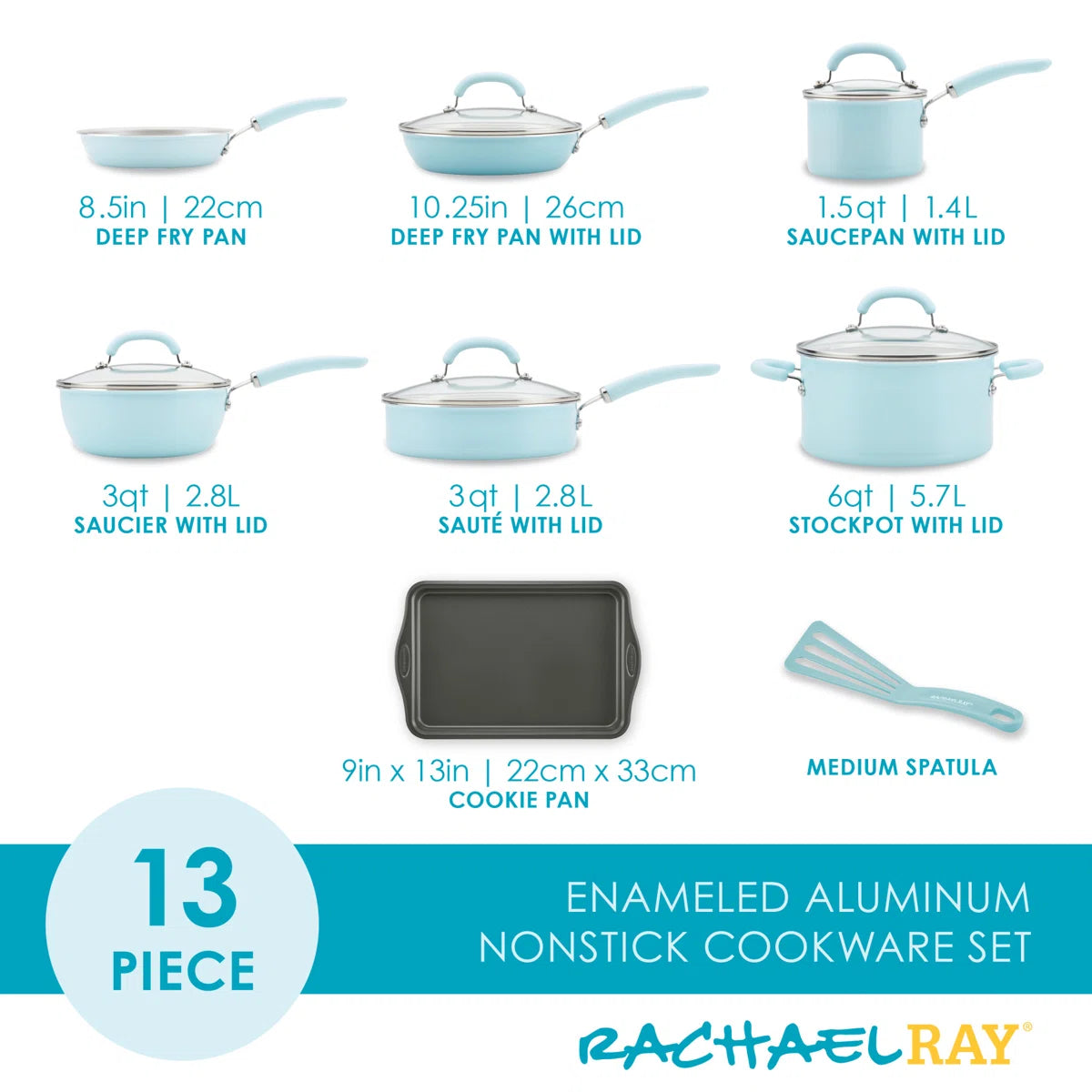 Rachael Ray Create Delicious Aluminum Nonstick Cookware Induction Cookware Set, 13-Piece
