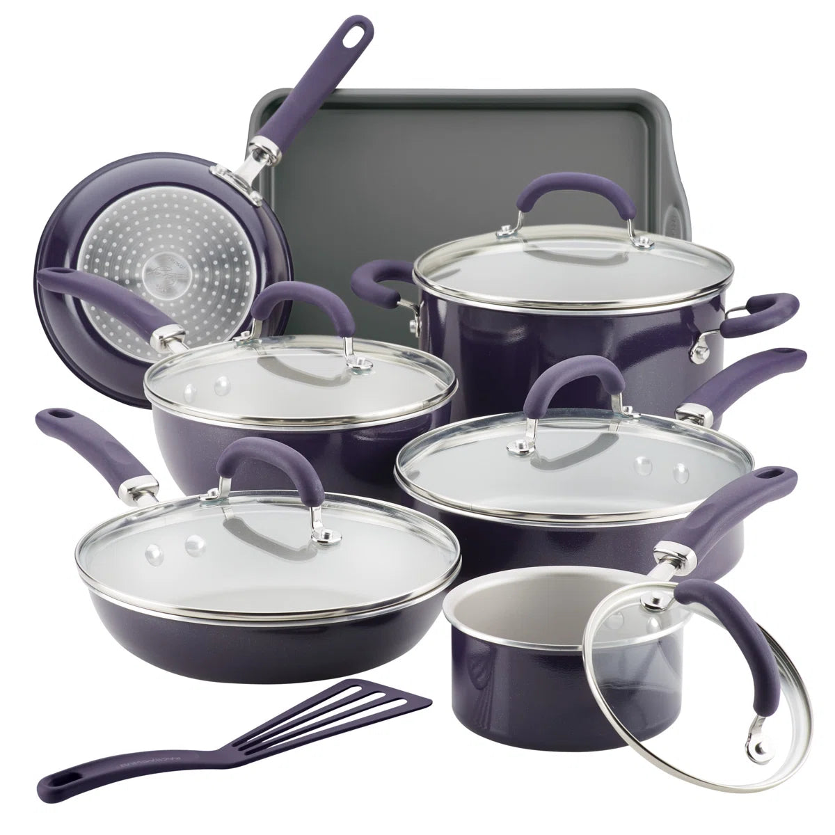 Rachael Ray Create Delicious Aluminum Nonstick Cookware Induction Cookware Set, 13-Piece
