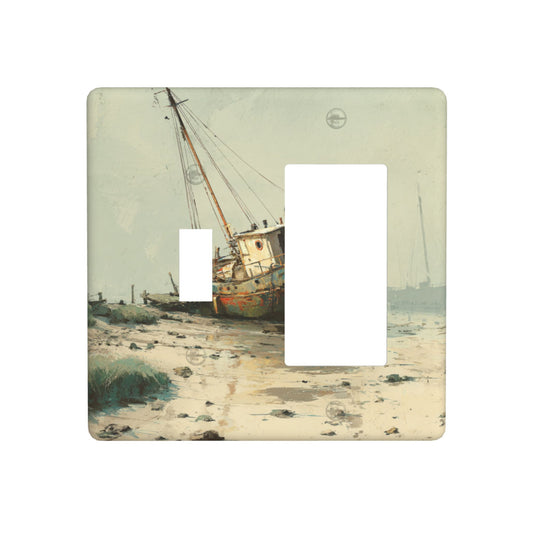 4 - Pack Retro Fishing Boat Coastal Scenery Switch Combination Decorative Wall Plates: Suitable for Multiple Scenarios, Durable and Beautiful