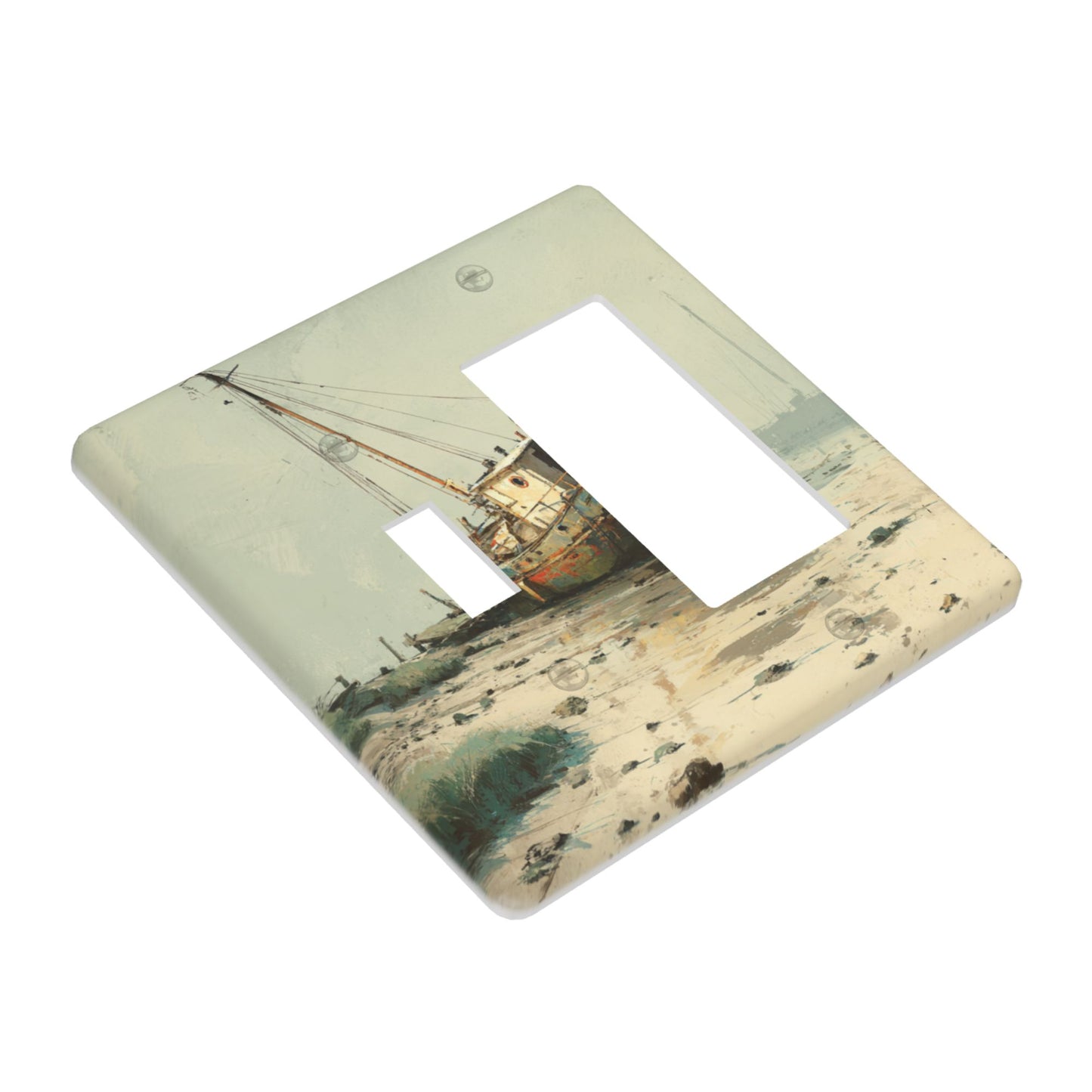 4 - Pack Retro Fishing Boat Coastal Scenery Switch Combination Decorative Wall Plates: Suitable for Multiple Scenarios, Durable and Beautiful