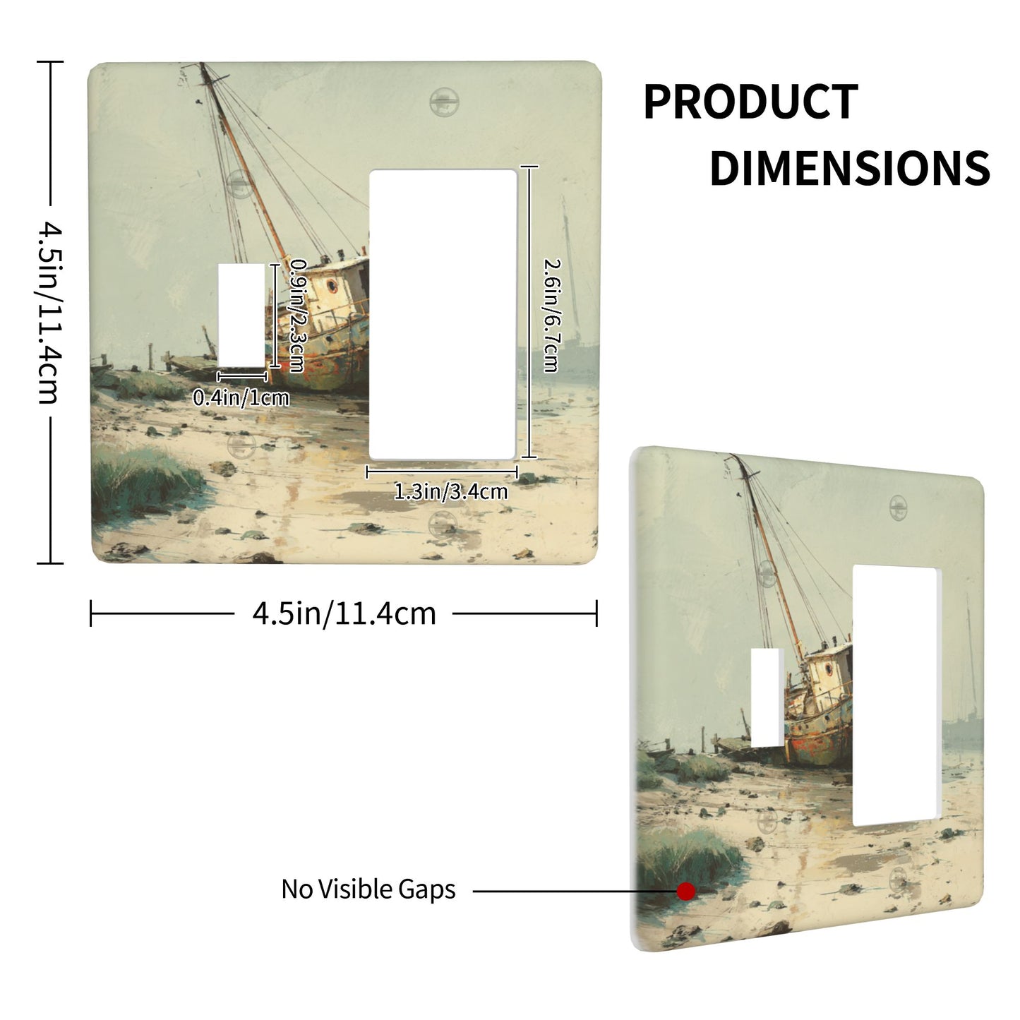 4 - Pack Retro Fishing Boat Coastal Scenery Switch Combination Decorative Wall Plates: Suitable for Multiple Scenarios, Durable and Beautiful