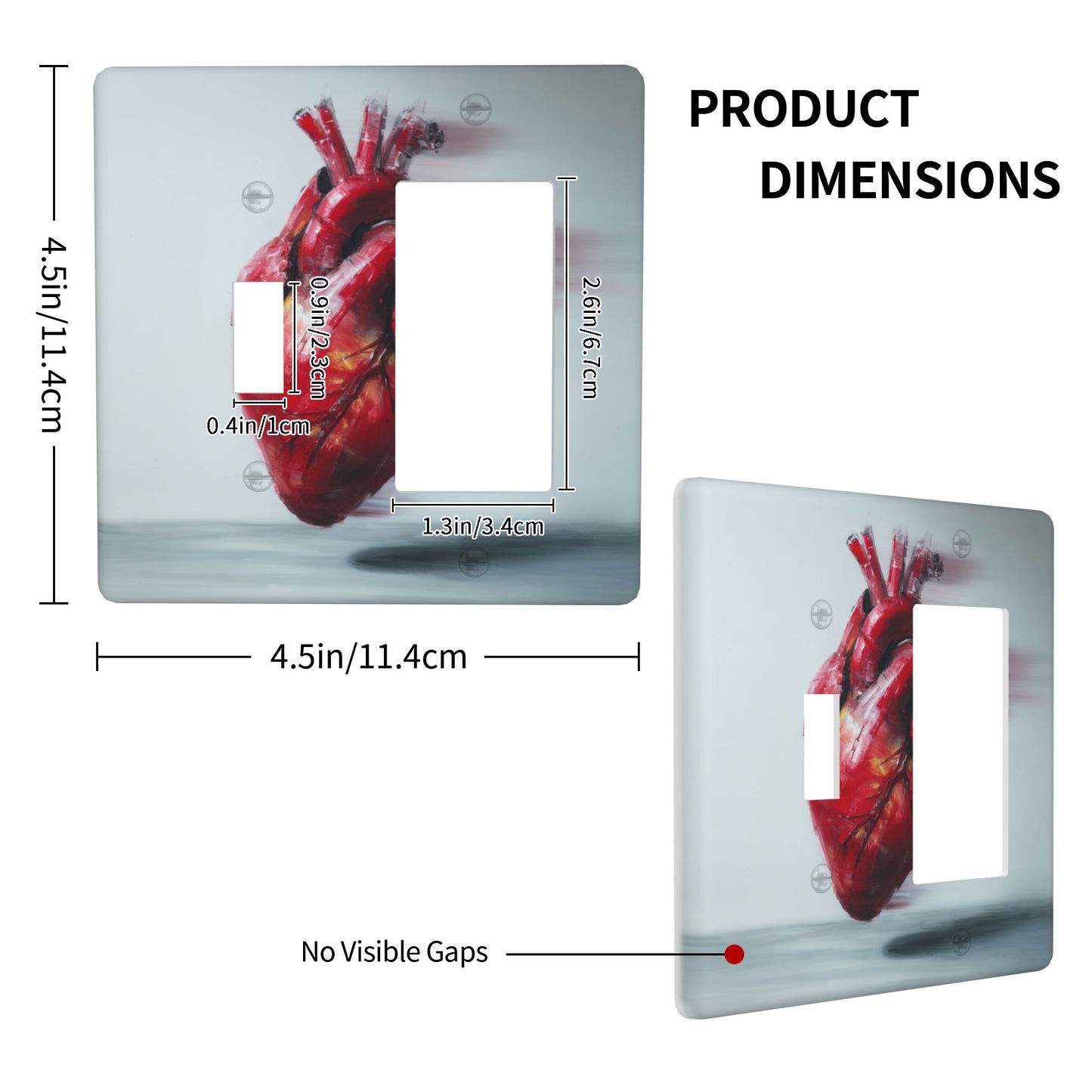 4 - Pack Artistic Heart Pattern Switch Combination Decorative Wall Plates: Suitable for Multiple Scenarios, Durable and Beautiful