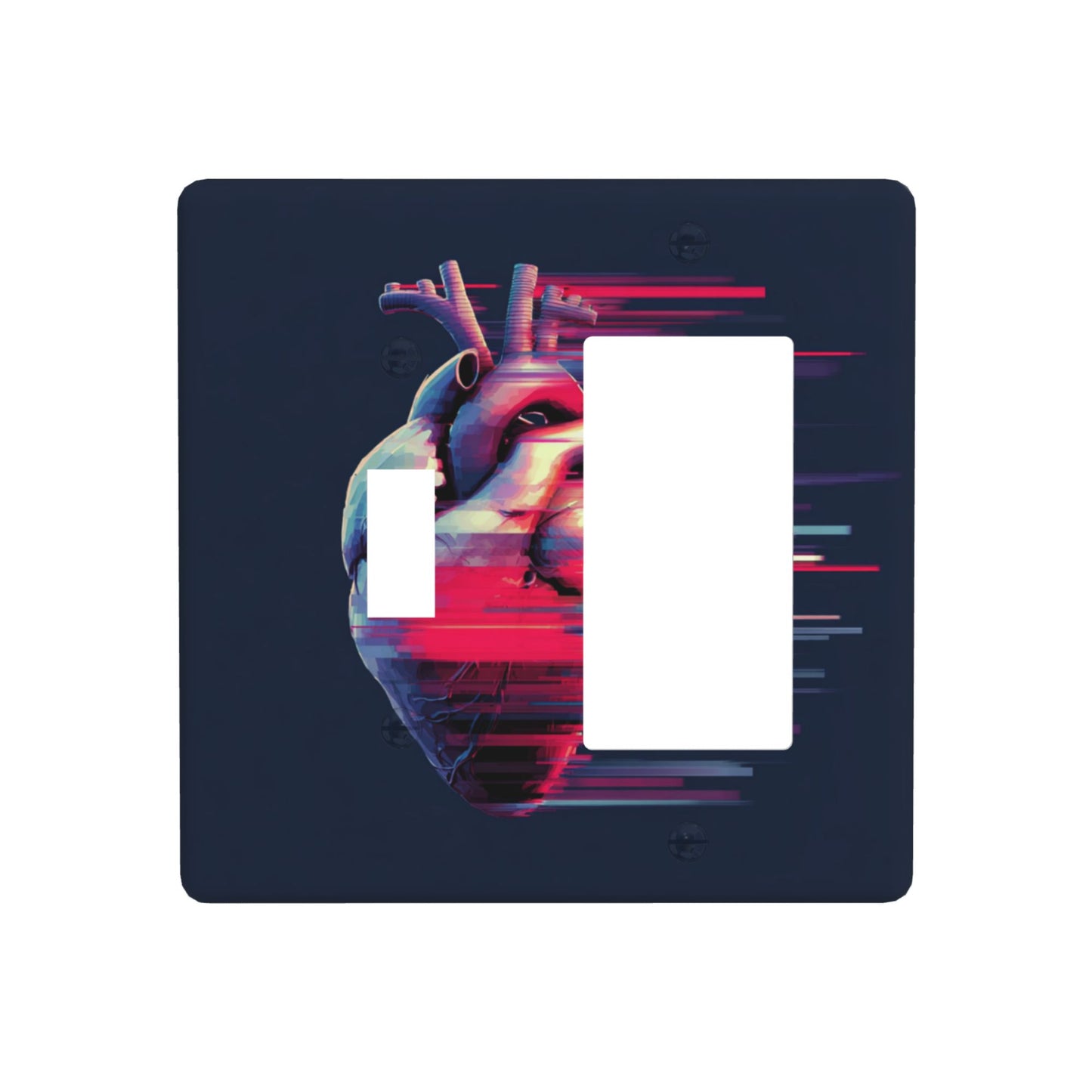 4 - Pack Cyberpunk - Style Heart Pattern Switch Combination Decorative Wall Plates: Suitable for Multiple Scenarios, Durable and Beautiful