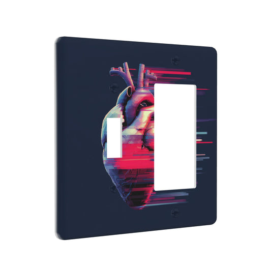 4 - Pack Cyberpunk - Style Heart Pattern Switch Combination Decorative Wall Plates: Suitable for Multiple Scenarios, Durable and Beautiful