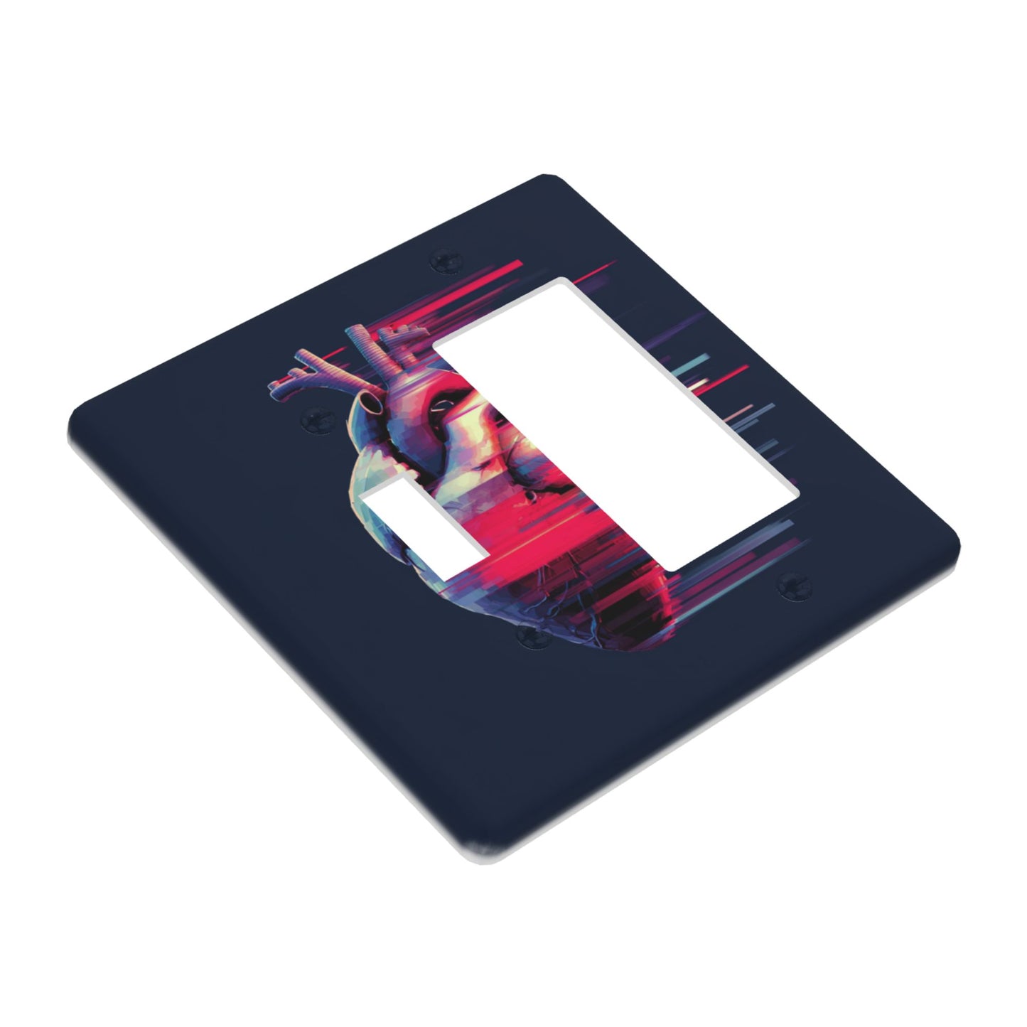 4 - Pack Cyberpunk - Style Heart Pattern Switch Combination Decorative Wall Plates: Suitable for Multiple Scenarios, Durable and Beautiful