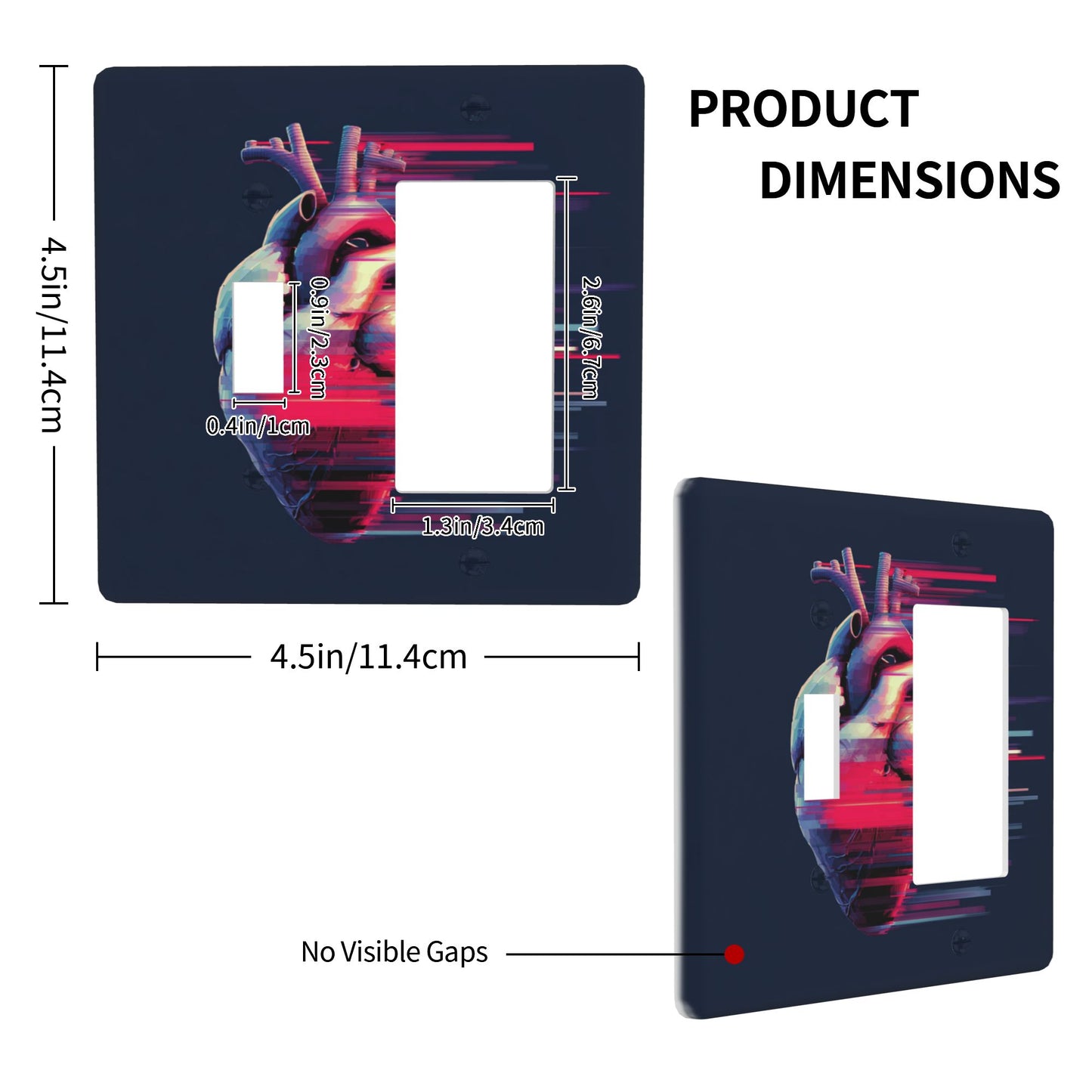 4 - Pack Cyberpunk - Style Heart Pattern Switch Combination Decorative Wall Plates: Suitable for Multiple Scenarios, Durable and Beautiful
