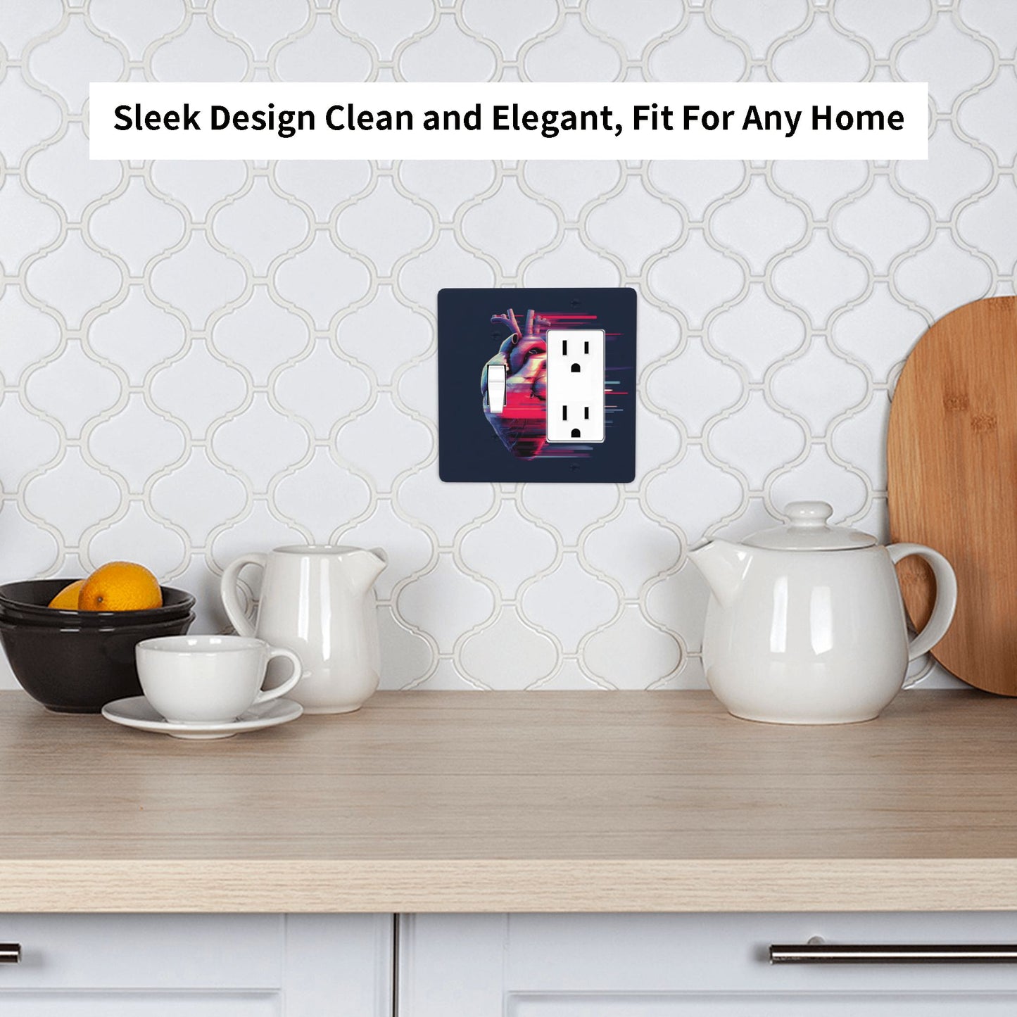 4 - Pack Cyberpunk - Style Heart Pattern Switch Combination Decorative Wall Plates: Suitable for Multiple Scenarios, Durable and Beautiful