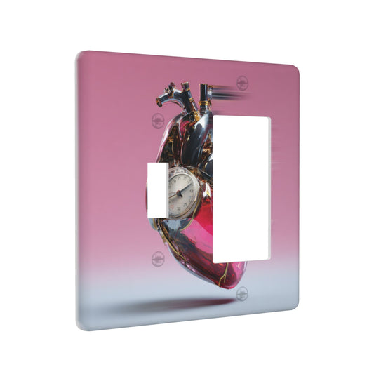 4 - Pack Decorative Wall Plates with Mechanical Heart and Clock Pattern Switch Combination: Suitable for Multiple Scenarios, Durable and Beautiful