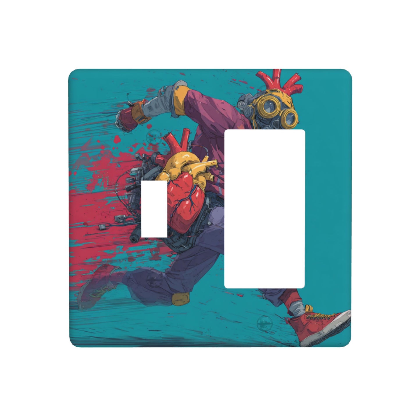 4 - Pack Cyberpunk - Style Running Mechanical Heart Character Switch Combination Decorative Wall Plates: Suitable for Multiple Scenarios, Durable and Beautiful