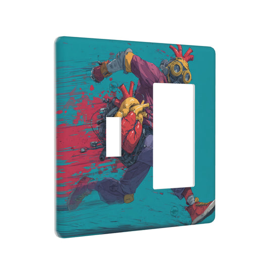 4 - Pack Cyberpunk - Style Running Mechanical Heart Character Switch Combination Decorative Wall Plates: Suitable for Multiple Scenarios, Durable and Beautiful