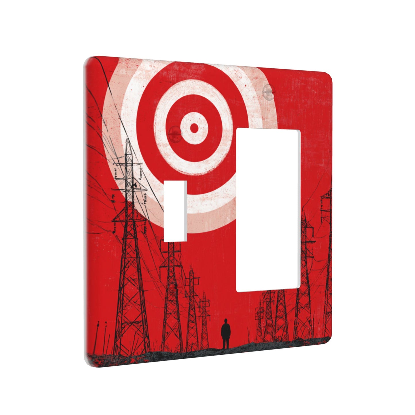 4 - Pack Industrial - Style Target, Power Tower and Figure Switch Combination Decorative Wall Plates: Suitable for Multiple Scenarios, Durable and Beautiful