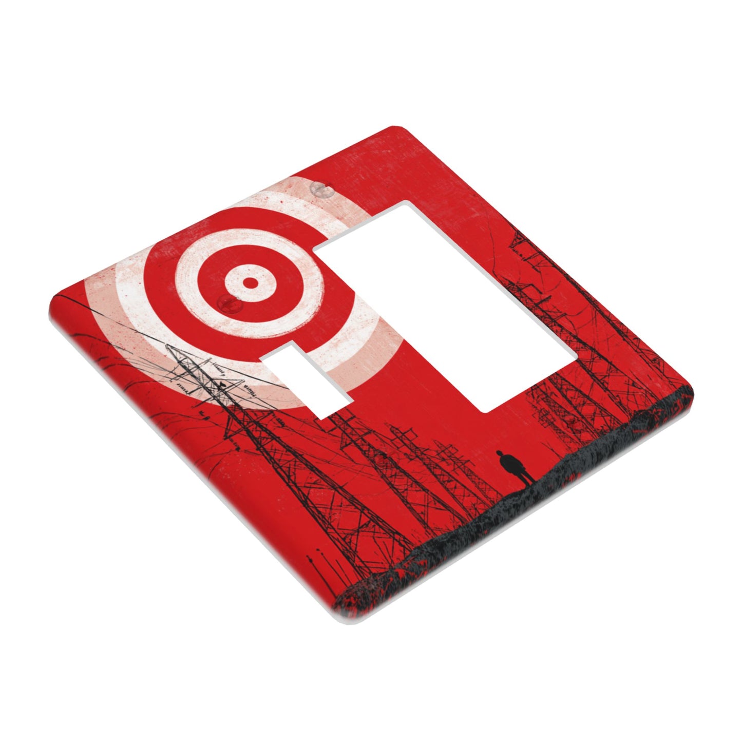4 - Pack Industrial - Style Target, Power Tower and Figure Switch Combination Decorative Wall Plates: Suitable for Multiple Scenarios, Durable and Beautiful