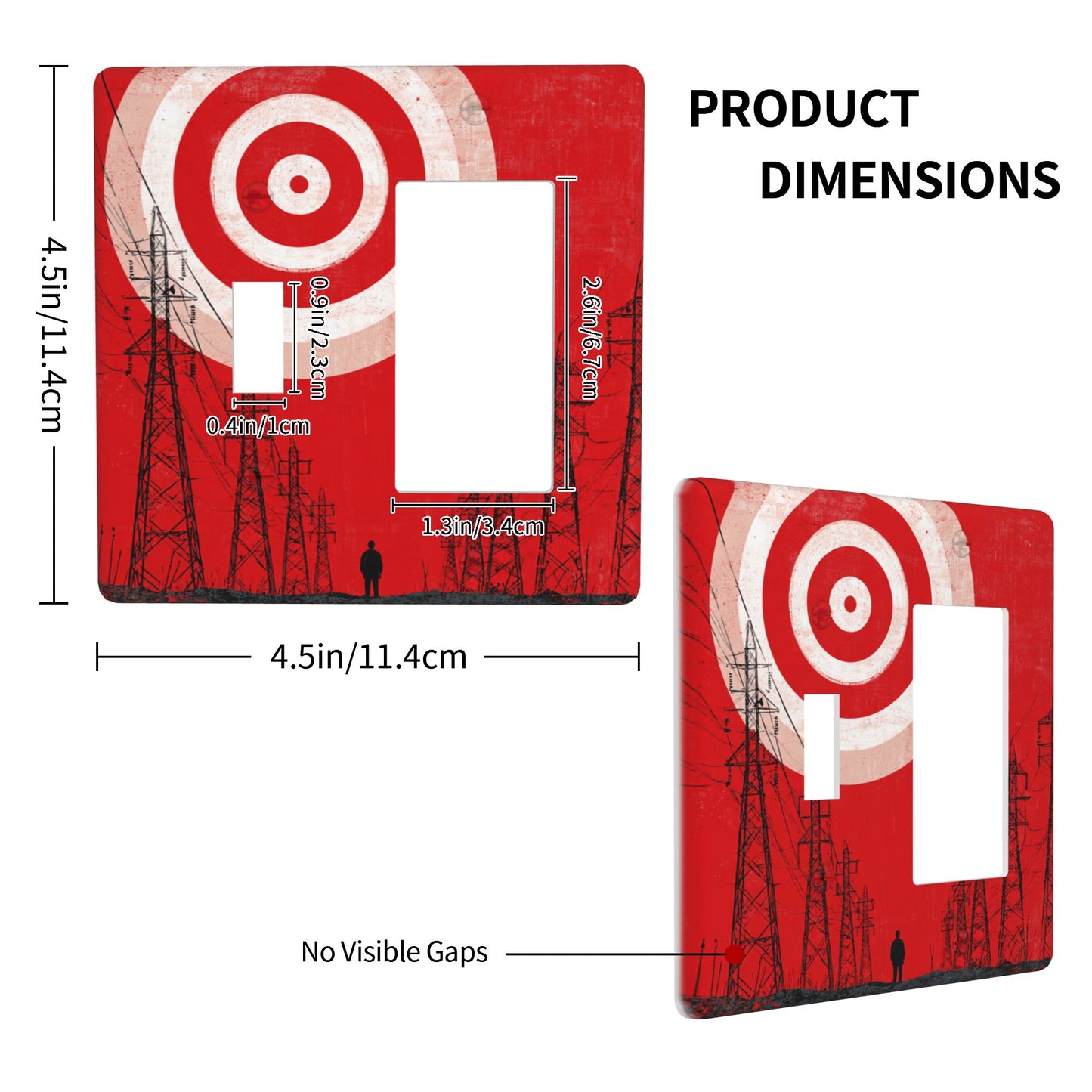 4 - Pack Industrial - Style Target, Power Tower and Figure Switch Combination Decorative Wall Plates: Suitable for Multiple Scenarios, Durable and Beautiful
